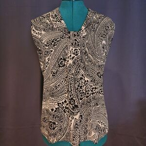 Elegant Black and Tan Paisley Women's Top